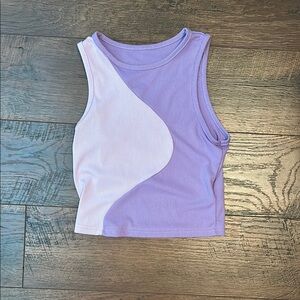 Purple and White Sleeveless Top